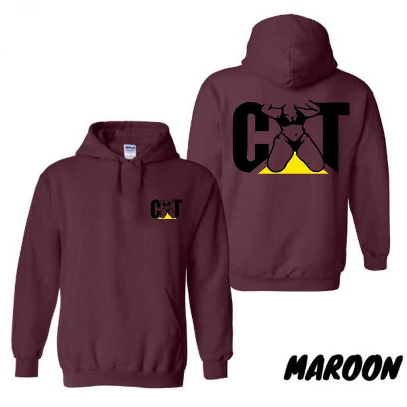 CAT With Woman 2 Side Hoodie Unisex Classic Fabric T-shirt/Hoodie, Vintage for Men and Women, Unisex Vintage Crewneck