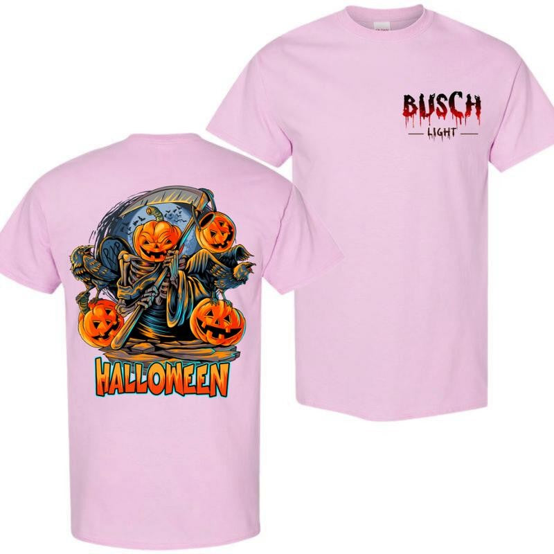 BUSCH LIGHT, BEER, Halloween, Busch Light  Reaper tee T-Shirt, Shirt, Casual Graphic Round Neck T-shirt for Summer, Fashion Top for Daily Wear