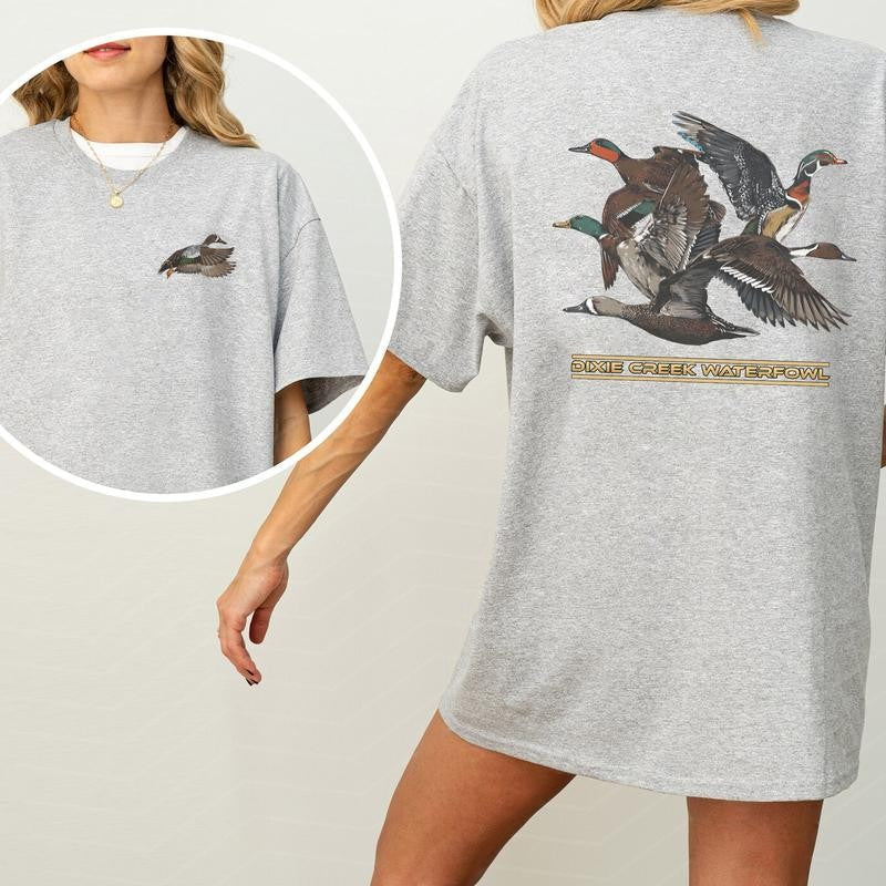 Graphic Busch Light Outdoors 2 Sided Shirt, Duck Hunting T-shirt, Comfort Clothing, Cotton Fabric Tshirt, Printed Women's Top, Casual Womenswear, Drink Shirt