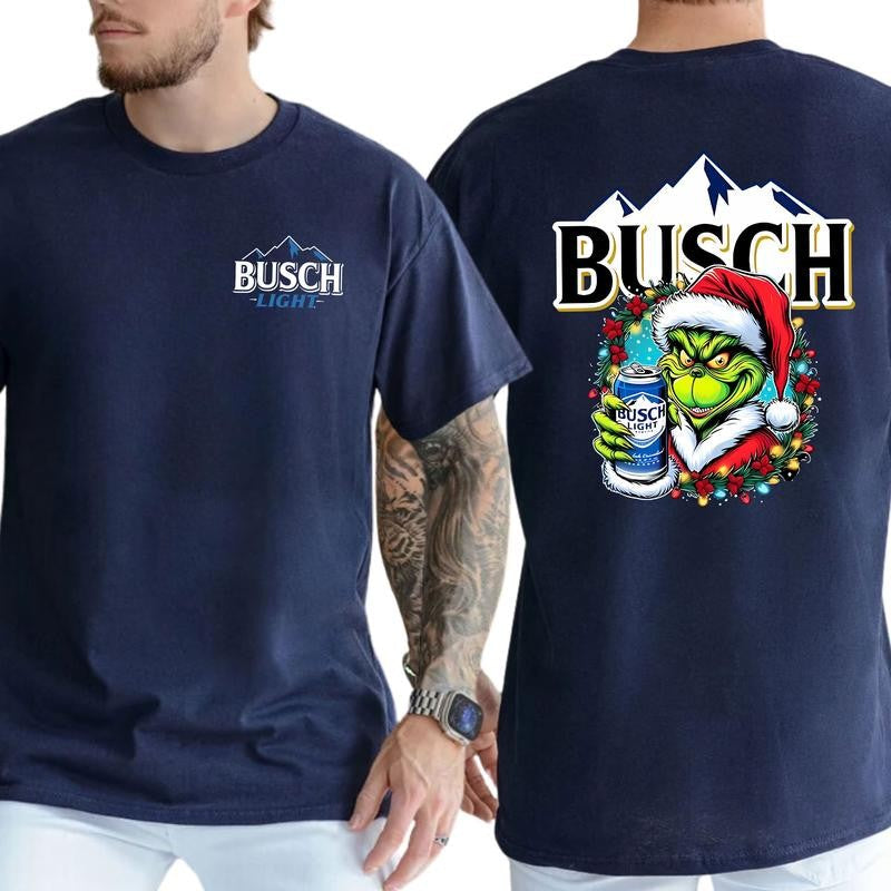 Busch Light Beer Christmas Shirt, Funny Christmas Shirt, Soft Fabric Shortsleeve Shirt