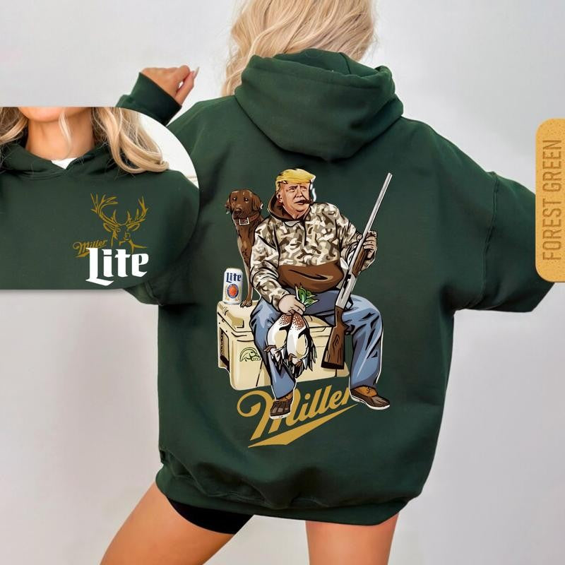 Hunter Trum With Miller Lite 2 Siders Hoodie & Sweatshirt, Unisex Sport Hoodie & Sweatshirt Fashion Crewneck Comfort