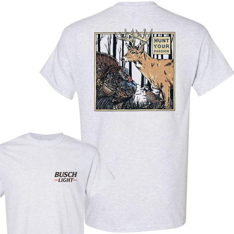 Mens Busch Light Cotton T-Shirt, Hunt Your Passion Unisex Shirt, Clothing Deer Hunting Outdoors Tee, For Men, For Women