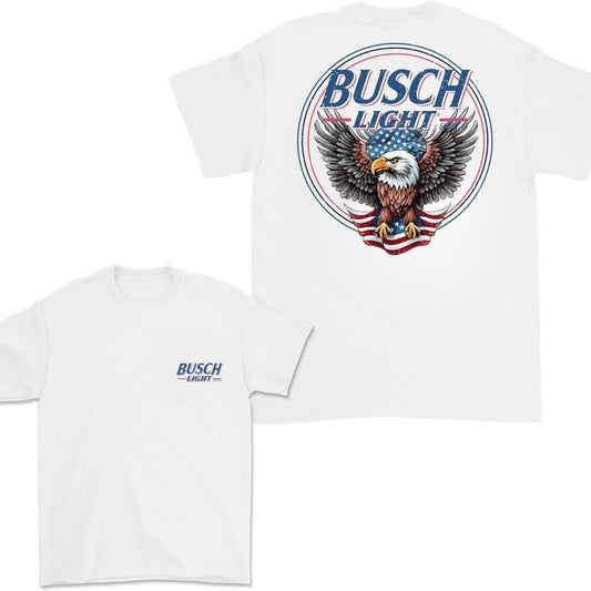 BUSCH LIGHT, BEER, Unisex Shirt Busch Light Retro Eagle Flag 2 Sides 4th of July Shirt, Joe Dirt Merica July 4th Shirt, Independence Day, Casual Graphic Round Neck T-shirt for Summer, Fashion Top for Daily Wear