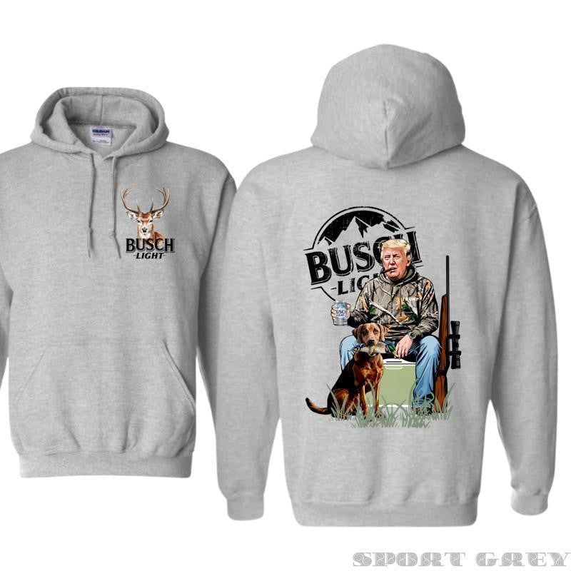 Busch Light, Hunter's Busch Light Hoodie, Sweatshirt, T-shirt - Hunter with Dog, and Classic Beer Graphic, Outdoor Funny, Unisex for Men and For Women