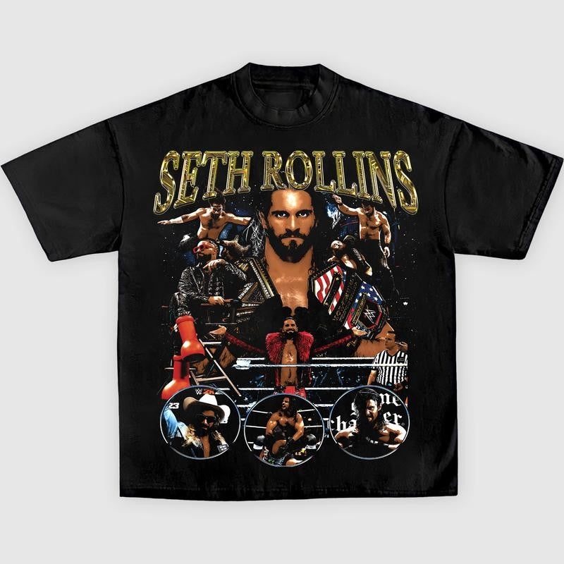 SETH ROLLINS V2 TEE, Wrestling Graphic Tee, WWE Tee, Sports T-shirt, Athlete Shirt, Wrestling Gift Streetwear Crewneck Clothing