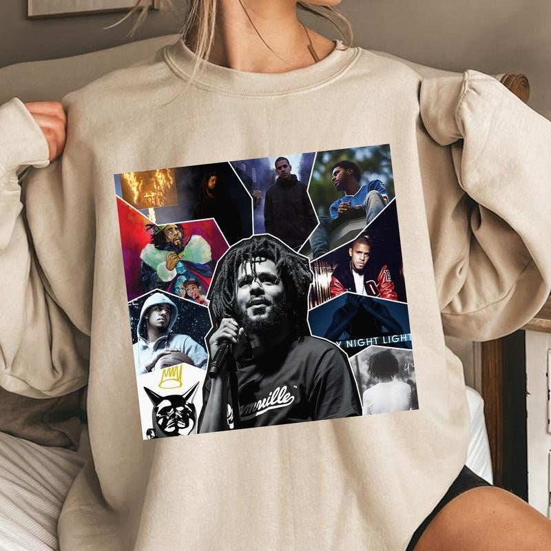 J C0le Vintage Albums Track List Street Style Fans Shirt