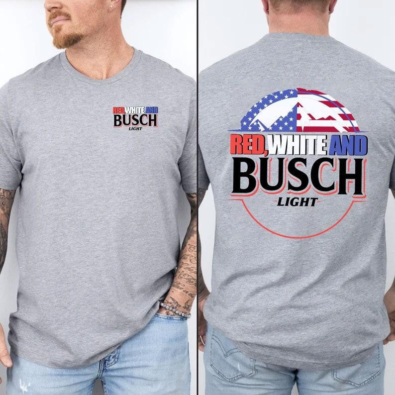 Busch Light T-Shirt, Busch Light, Beer Tee, Joe Dirt Merica July 4th Shirt, Independence Day, Casual Graphic Round Neck T-shirt for Summer, Fashion Top for Daily Wear