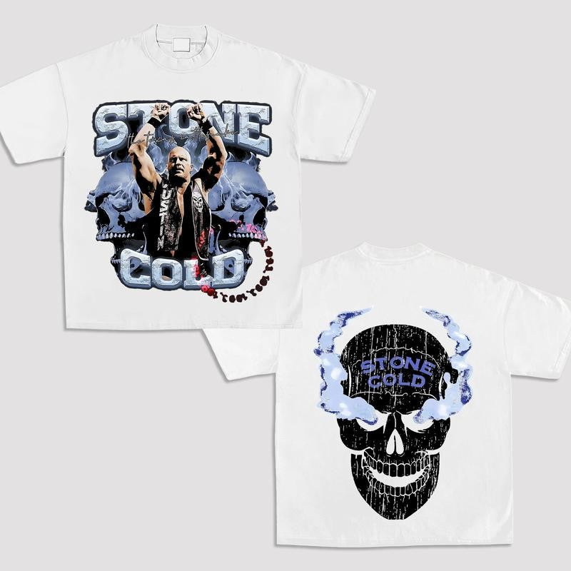 STONE COLD TEE, Wrestling Graphic Tee, WWE Shirt, Sports T-shirt, Athlete Shirt, Wrestling Gift, Fitness Tee, Crewneck Clothing Cotton Menswear