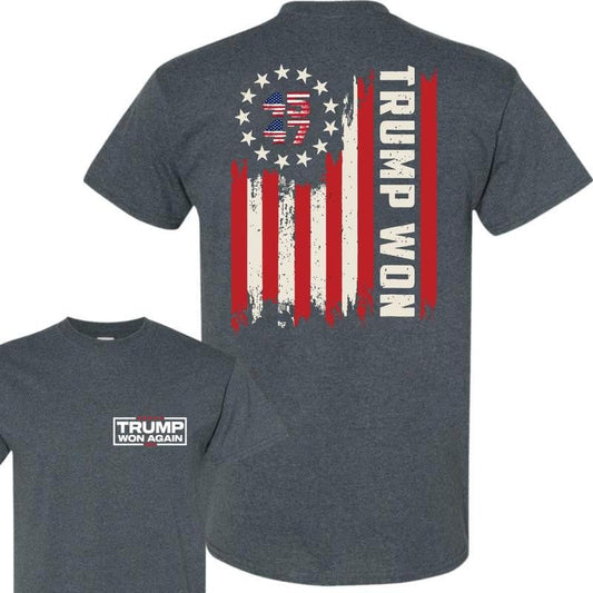 Trump Won 2024 45 47th President Usa Flag T-Shirt, Trump Won Get Over It, Inauguration Shirt, Trump Vance, Republican Tee, Gift for Trump Supporter