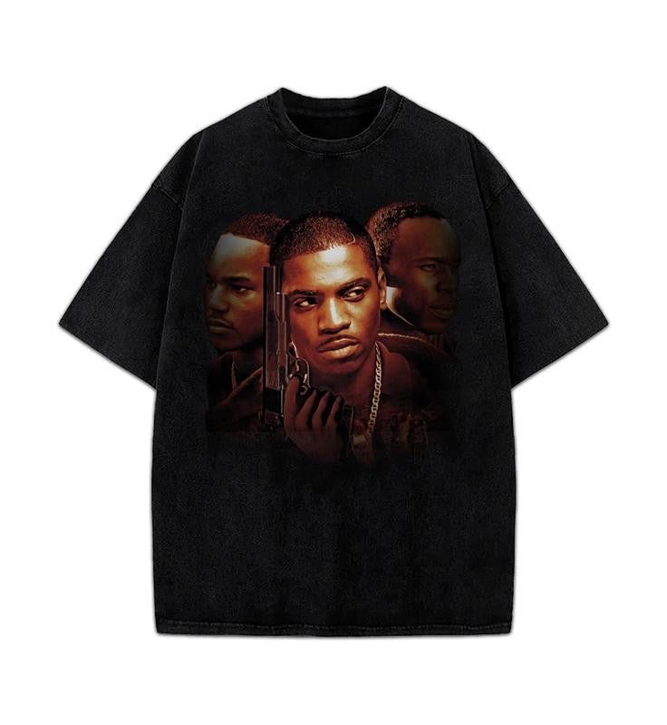 PAID IN FULL Mitch Ace & Rico Oil Paint Style Classic Hood Hip Hop Movie T-Shirt Cotton Menswear