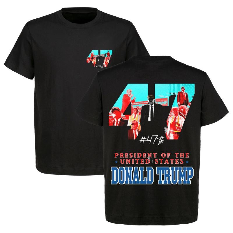 US 47th President Donald Trump Won Again 2024 Graphic T-Shirt - Heavy Cotton Gildan 500, Unisex Election Shirt for Men & Women