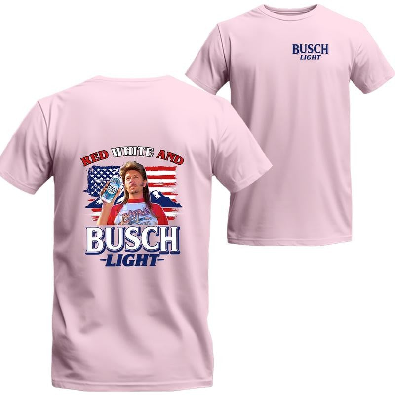 Joe Shirt Red White and Busch Light Tee, BUSCH LIGHT Unisex Shirt, Beer Shirt, Menswear Top, Streetwear, Drinking Shirt