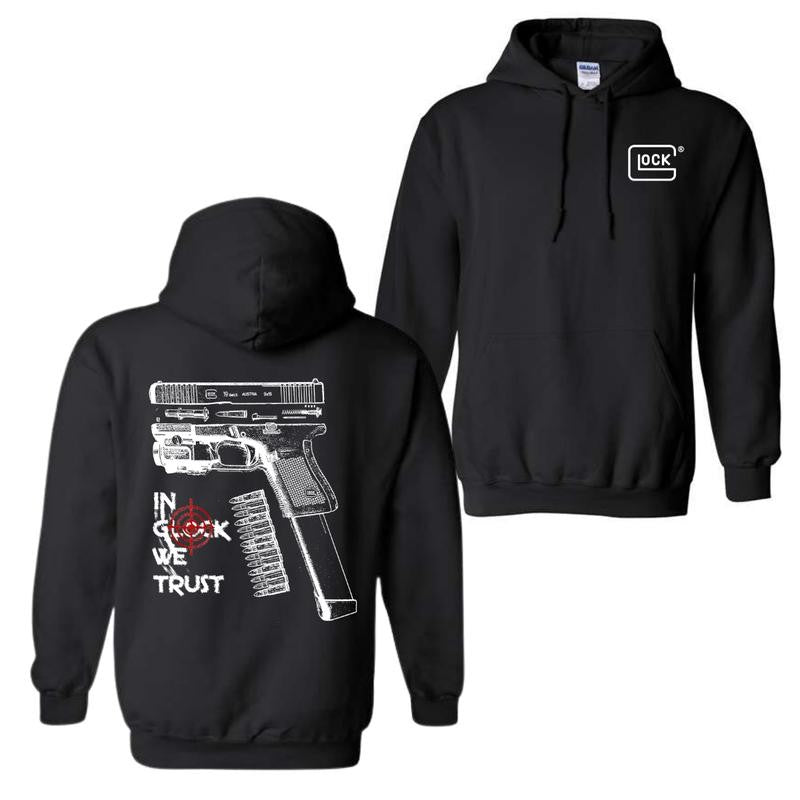 Glock Hoodie IN GLOCK WE TRUST Hoodie Double Side Shirt Hot Trend For Men For Women