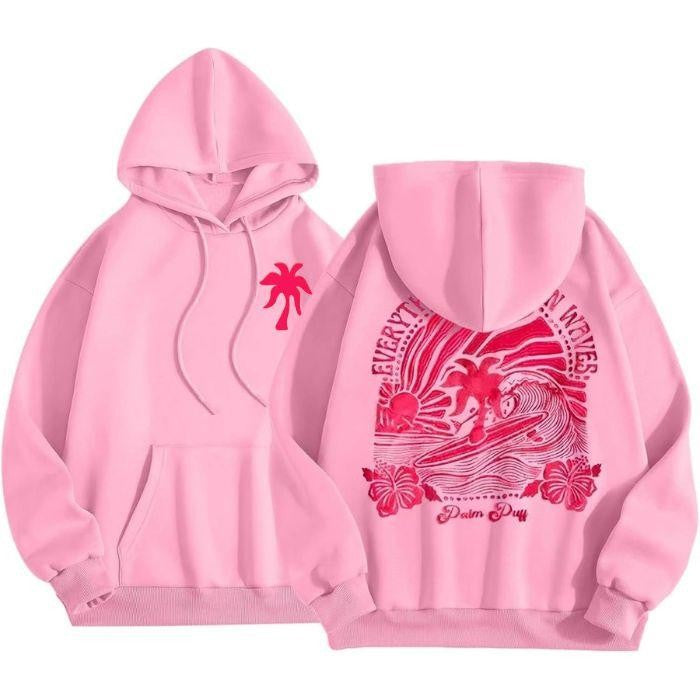 [Sale Up To 60%] Pink Palm Puff Hoodie Vintage Hunting Hoodie/ T-Shirt/ Sweatshirt, Palm Vintage Hoodie, Trendy Sweatshirt, For Women