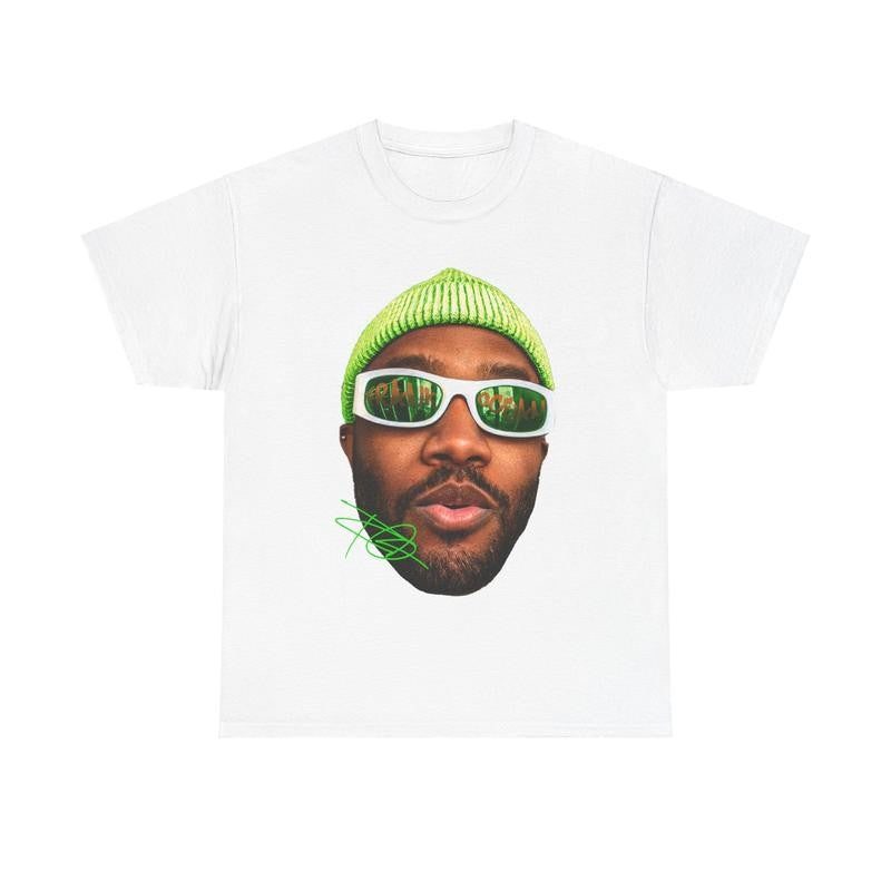 Frank Blonded Inspired Vintage Graphic Tee Heavy Cotton 100% Cotton T-Shirt Singer's Face Art Shirt for Fashion Casual Menswear Top Streetwear Tshirt Classic Crewneck