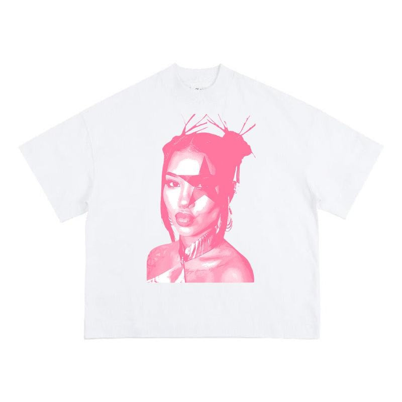 Jhene PINK Cute Big Face Graphic Rap Tee Shirt