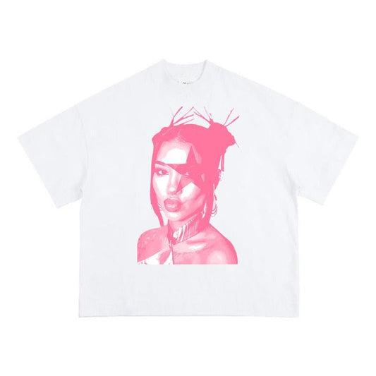 Jhene PINK Cute Big Face Graphic Rap Tee Shirt