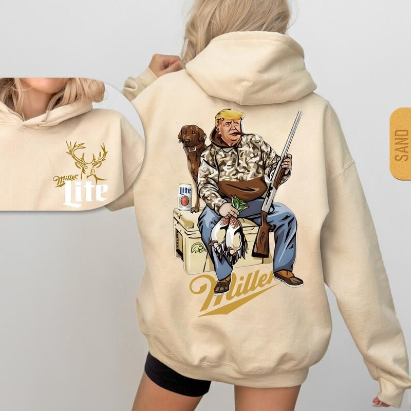 Hunter Trum With Miller Lite 2 Siders Hoodie & Sweatshirt, Unisex Sport Hoodie & Sweatshirt Fashion Crewneck Comfort