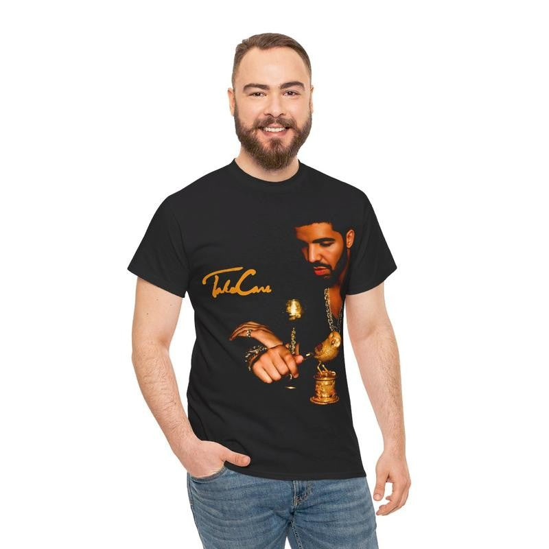 Drake Vintage Hip Hop Rap Shirt Streetwear Music Inspired Shirt For Take Care Fan Casual Classic Cotton Menswear Retro T-Shirt Top Comfy Graphic Smooth Tee Underwear Tshirt Shortsleeve