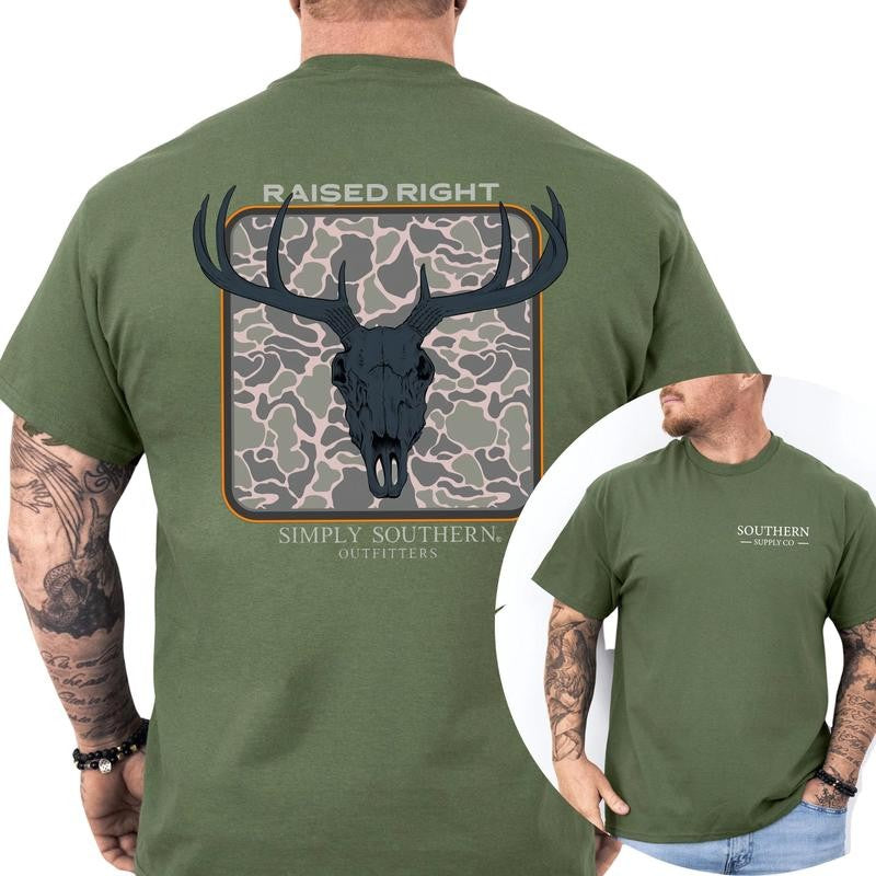 Simply Southern Outfitters Raised Right T-Shirt, Short Sleeve Graphic T-Shirt, Soft Fabric