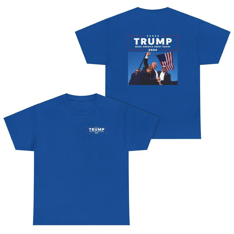 Trump Rally Shooter Unisex Tshirt, 2 Sided American Funny Graphic Tee Shirt 2024 Elections, Classic Casual Top Menswear Womenswear