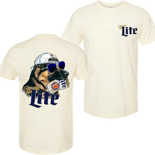 Miller Hunting German Shephered Dog Dog 2 Siders T-shirt, Miler Lite T-shirt, Perfect For Beer Lovers, Unisex for Men and For Women Classic Cotton