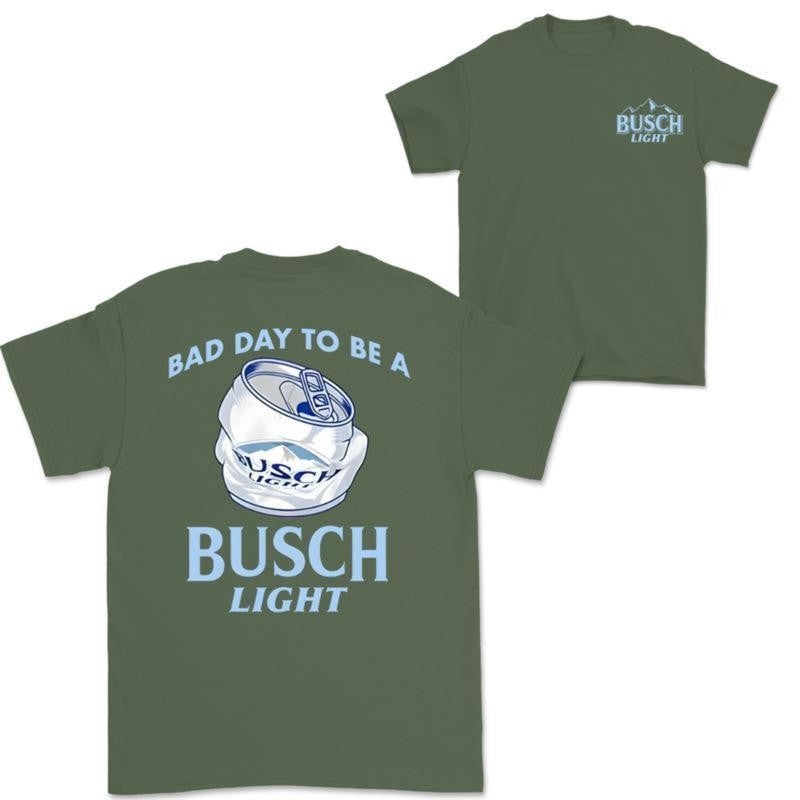 Busch Light -Beer- Bad Day To Be A Busch Light 2 Sides Tshirt, Casual Graphic Round Neck T-shirt for Summer, Fashion Top for Daily Wear, T shirt For Men And Women