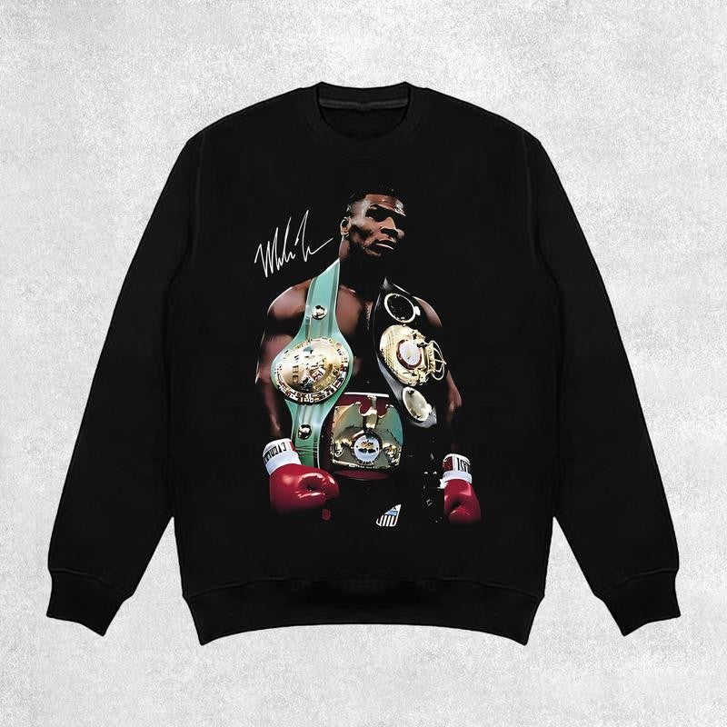 Mike Tyson T-Shirt, 90s Vintage Boxing Sport Legend Unisex Graphic Tee, Vintage Streetwear, Autographed T-Shirt Crewneck Clothing Cotton Menswear