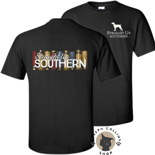 Shotgun Shells T-Shirt - by Straight Up Southern - Summer Outfits, Regular Fit Short Sleeve Crew Neck T-Shirt for Men, Casual Comfy Knitting Top for Summer