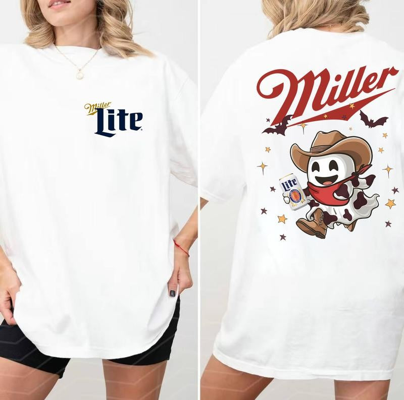Miler Lite Ghost Halloween 2 Sided T-Shirt, Miler Lite Shirt For Men And Women, Halloween Trendy Shirt