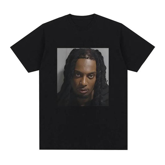 Rapper Playboi Carti Mugshot Graphic T-shirt Men's Fashion Vintage Hip Hop T Shirt Casual Cotton Short Sleeve Oversized T-Shirts