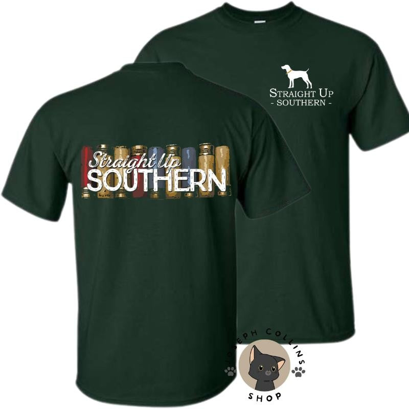 Shotgun Shells T-Shirt - by Straight Up Southern - Summer Outfits, Regular Fit Short Sleeve Crew Neck T-Shirt for Men, Casual Comfy Knitting Top for Summer