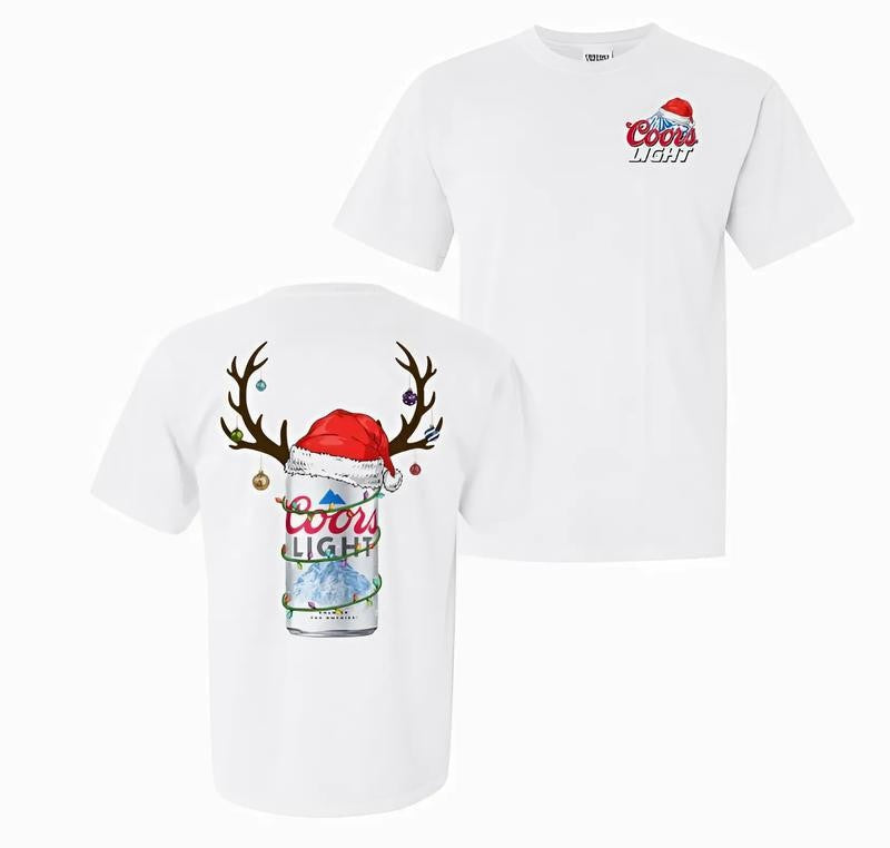 Deer Busch Light Christmas Unisex T-Shirt, Classic Cotton Shirt, Funny Drinking Shirt, Full Colors, For Men, For Women