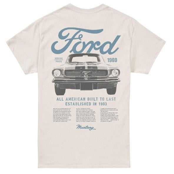 Ford Mens T-shirt Mustang Built To Last Cotton Short Sleeve Tee T-shirts, Crewnecks, Fashion For Every Occasion, Menswear Top, Classic Cotton, Unisex