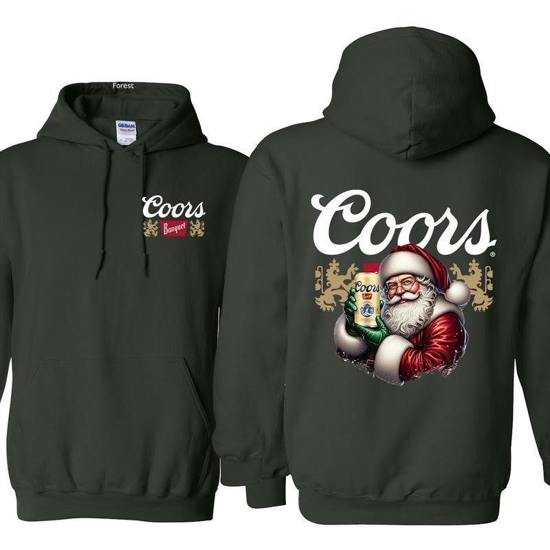 Coors Santa Claus 2 Sided Hoodie - Sweatshirts, Perfect For Beer Lovers, Unisex for Men and For Women Classic Cotton