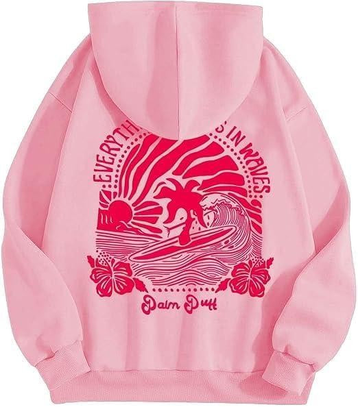 [Sale Up To 60%] Pink Palm Puff Hoodie Vintage Hunting Hoodie/ T-Shirt/ Sweatshirt, Palm Vintage Hoodie, Trendy Sweatshirt, For Women