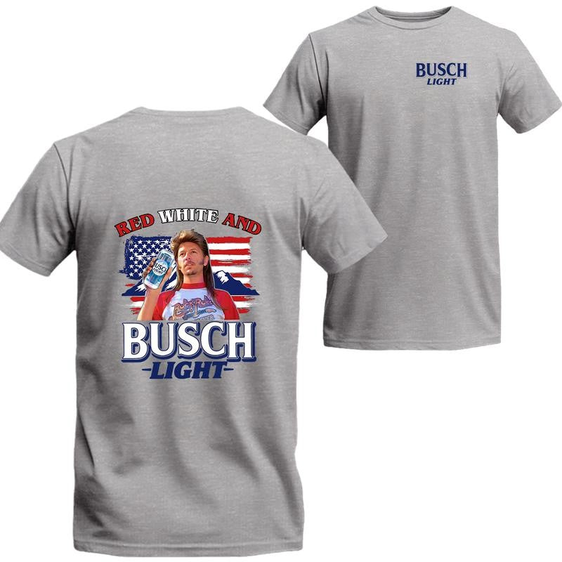Joe Shirt Red White and Busch Light Tee, BUSCH LIGHT Unisex Shirt, Beer Shirt, Menswear Top, Streetwear, Drinking Shirt
