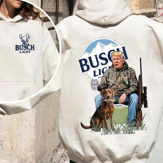 [ Sale Up To 65% ] Hunter Trum With Busch Light 2 Siders Hoodie T-Shirt /Sweatshirt/ Hoodie, Shirt Man woman, Vintage Shirt, Fan Gift Cotton