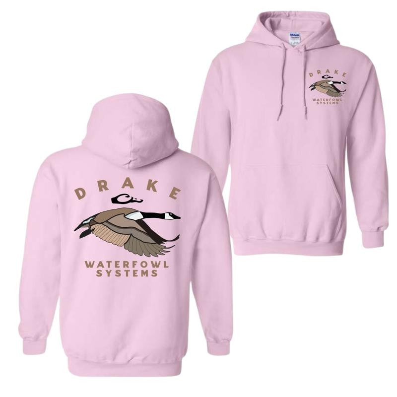 Drake Waterfowl Systems Hoodie - Classic Black Pullover with Bold Duck Design, Cozy Unisex Sweatshirt for Waterfowl and Outdoor Enthusiasts