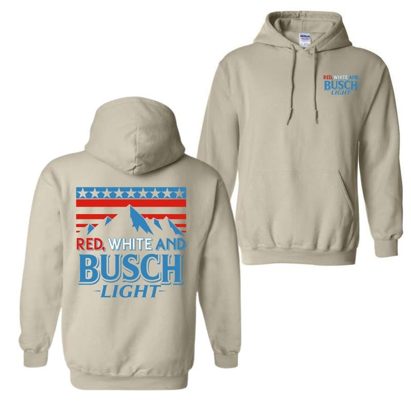 Red White And Busch Light V2 Cotton 2 sided Hoodie and T-shirt, Unisex Hoodie For Men and Women