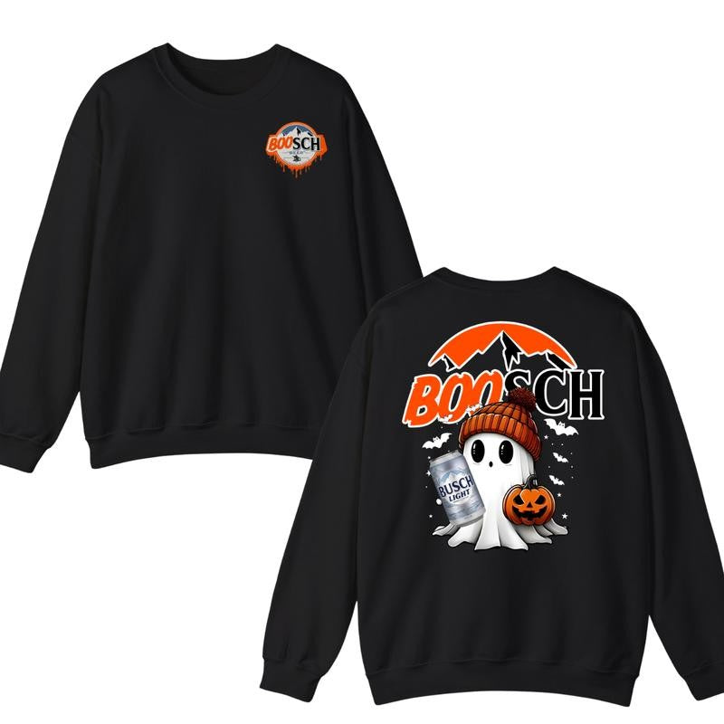 Boosch Light Cute Boo Ghost Halloween 2 Sided Unisex T-shirt Sweatshirt Hoodie for Men and Women, Halloween Cute Ghost Trendy Hoodie Casual Classic