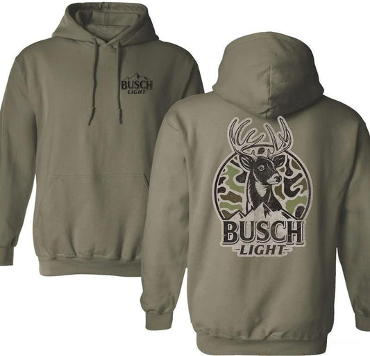 Busch Light Deer Hunt 2 Sided Unisex Hoodie Sweatshirt T-Shirt, Busch Beer Lovers Shirt, Hunting Season Tee, Unisex Camo Hunting Sweater for Men Women