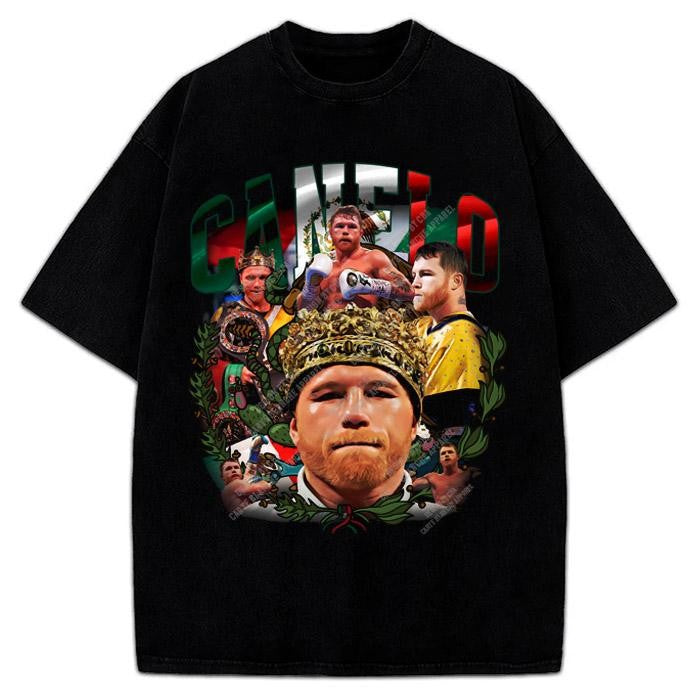 Canelo Alvarez Saul Mexico King Canelo Goat Boxing Vintage Style Graphic Design T-Shirt Crewneck Cotton