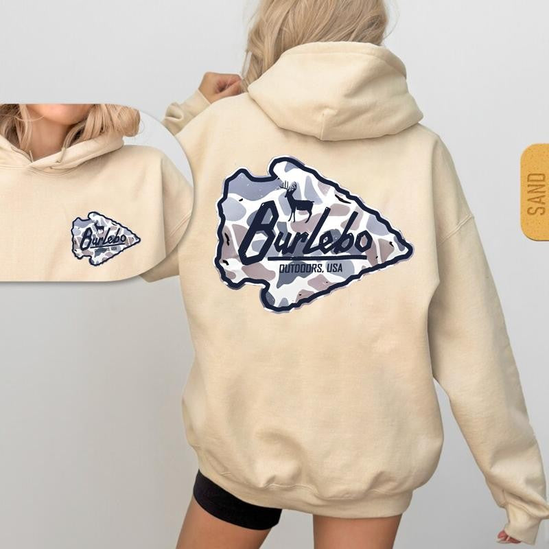 Burlebo Deer Camo Arrowhead T-Shirt Deer Hunting T-Shirt/ Hoodie, Shirt Man woman, Vintage Shirt, Fan Gift Cotton