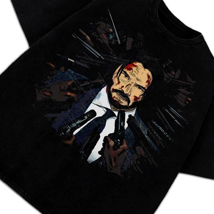 John Wick Keanu Reeves Comic Vintage Style Graphic Design T-Shirt Crewneck Cotton