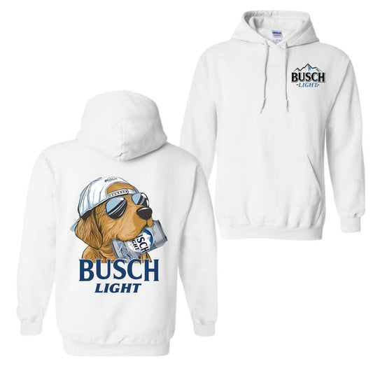Busch Light Hunting Dog 2 Sided Hoodie and T-shirt, Busch Light Hoodie Full Color For Men and Women, Unisex Outdoors Funny Beer Printed Hoodie