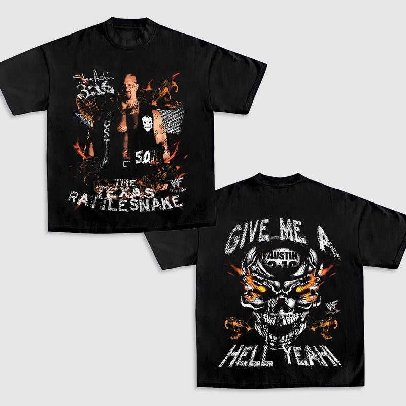 STONE COLD-TEXAS RATTLESNAKE TEE, Wrestling Graphic Tee, WWE Tee, Sports T-shirt, Athlete Shirt, Wrestling Gift Streetwear Crewneck Clothing