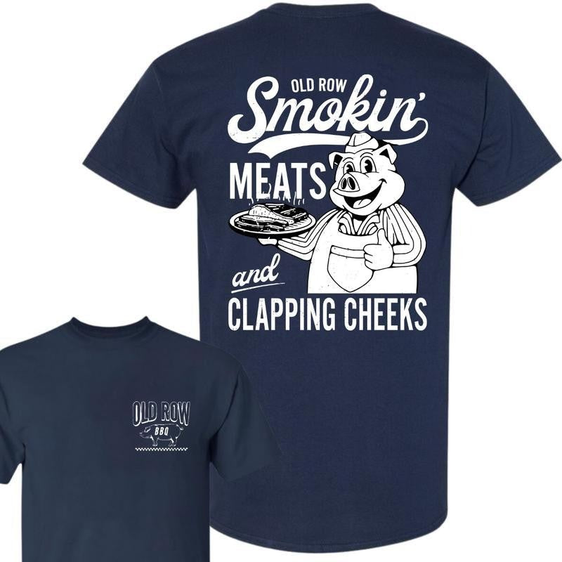 Old Roow Outdoors Unisex T-Shirt, Smokin' Meats and Clapping Check, Funny Cotton Shirt, Full Colors, For Men, For Women