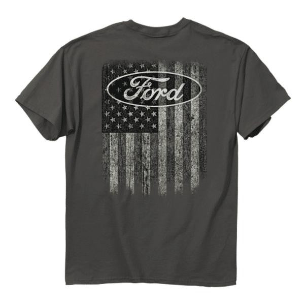 Ford Oval Truck American Flag Gray T-shirt, Trendy Fashion Available, All-gender Wardrobe Staples For Men And Women, All-season Clothing Essentials