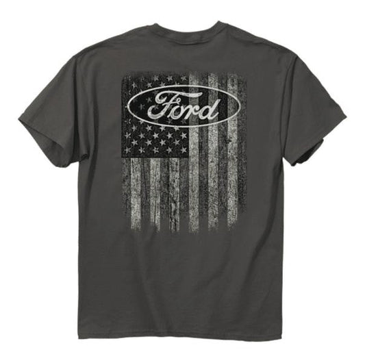 Ford Oval Truck American Flag Gray T-shirt, Trendy Fashion Available, All-gender Wardrobe Staples For Men And Women, All-season Clothing Essentials